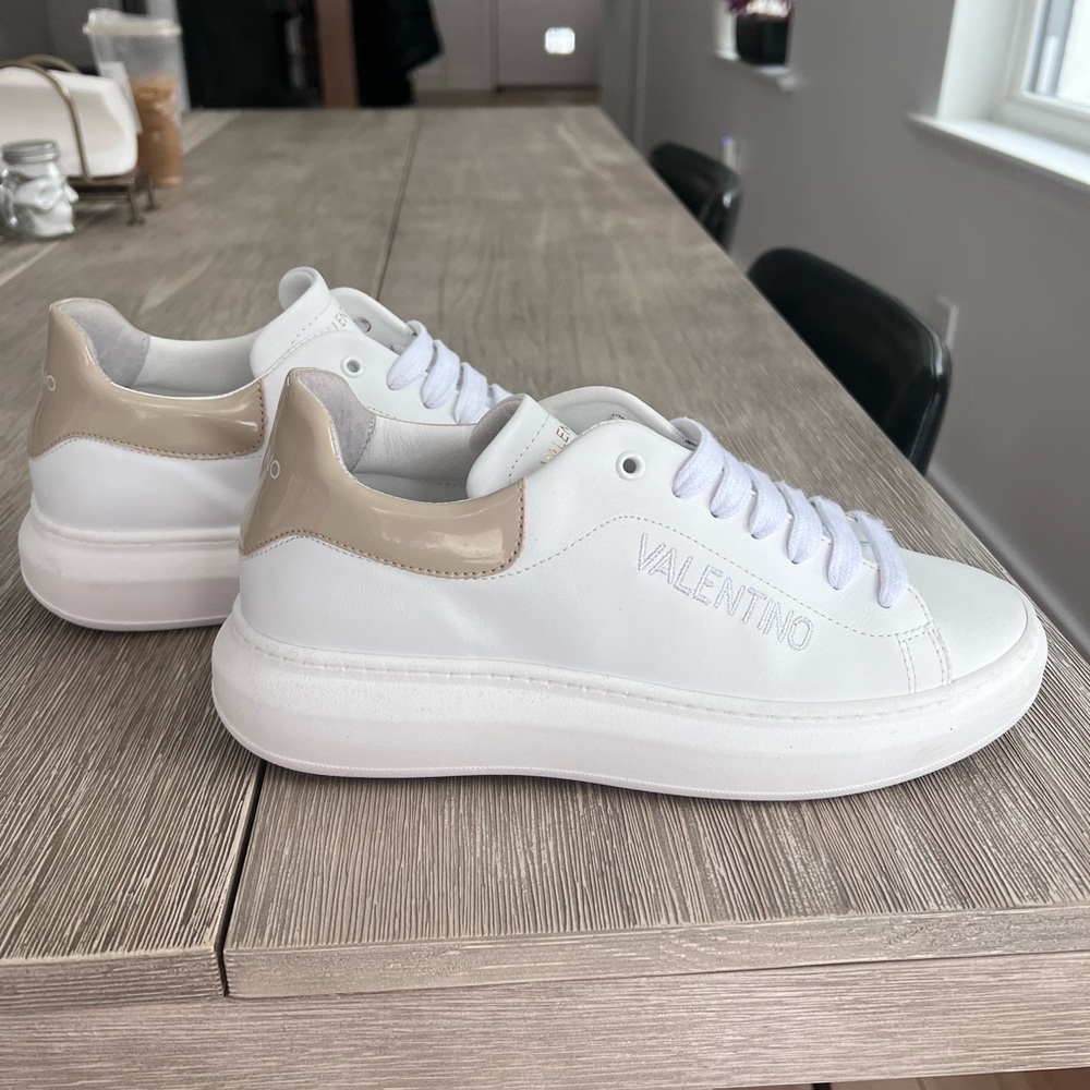 Valentino White and Gold Sneakers